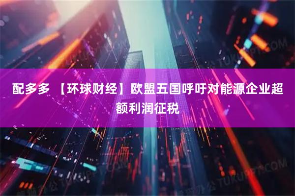 配多多 【环球财经】欧盟五国呼吁对能源企业超额利润征税