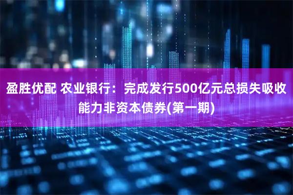 盈胜优配 农业银行：完成发行500亿元总损失吸收能力非资本债券(第一期)